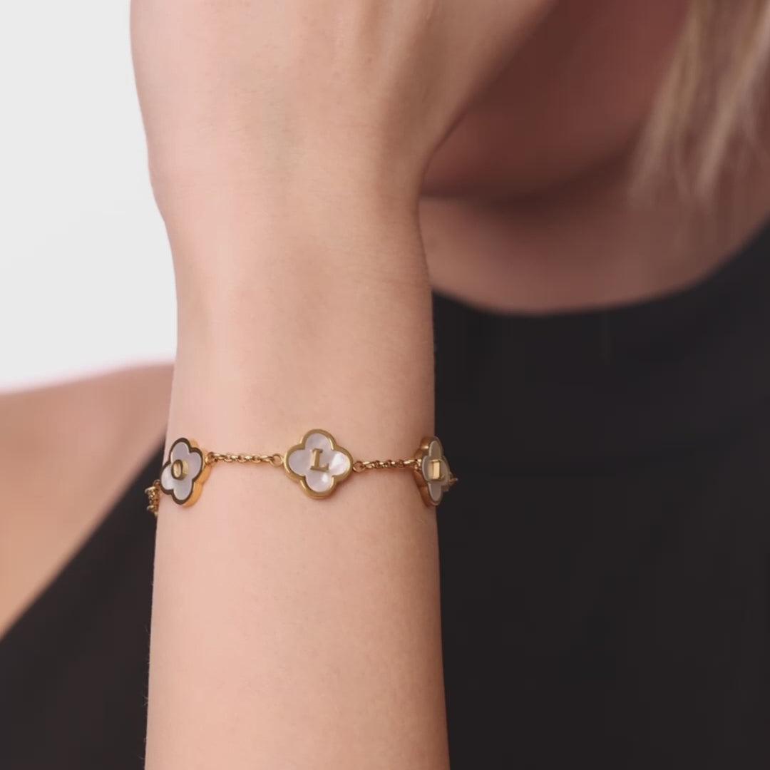 personalised womens jewellery in gold on model 