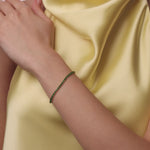 personalised womens jewellery in gold on model 