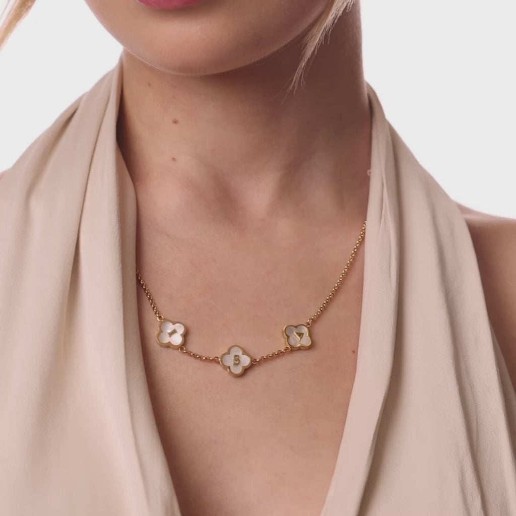 personalised womens jewellery in gold on model 