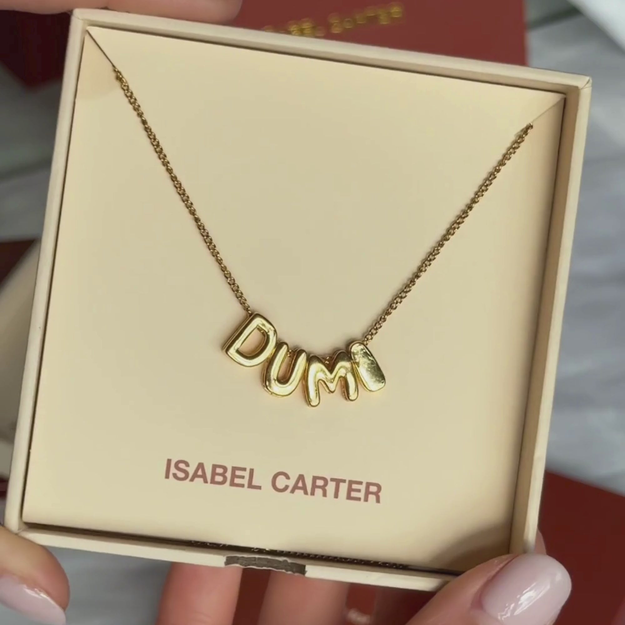 Personalised jewellery womens soft bubble name necklace in gold