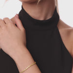 personalised womens jewellery in gold on model 