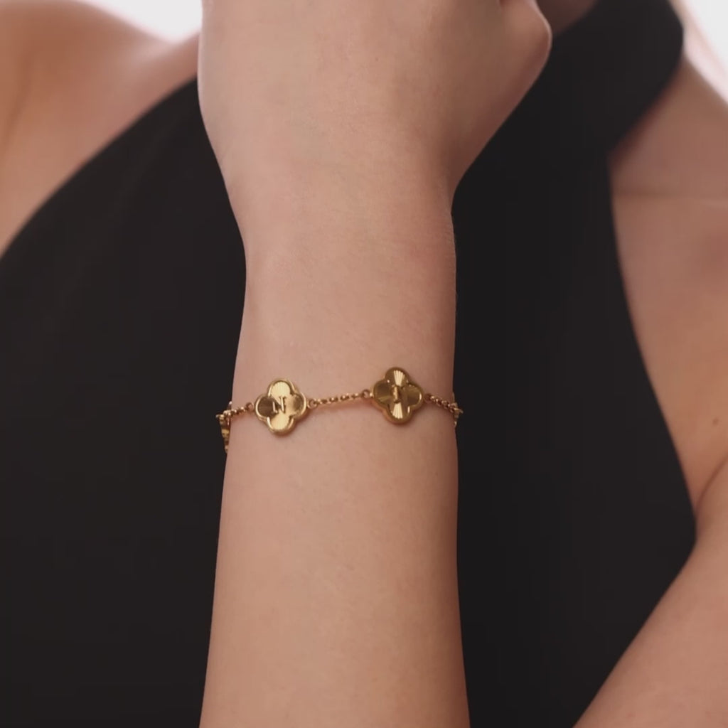 personalised womens jewellery in gold on model 