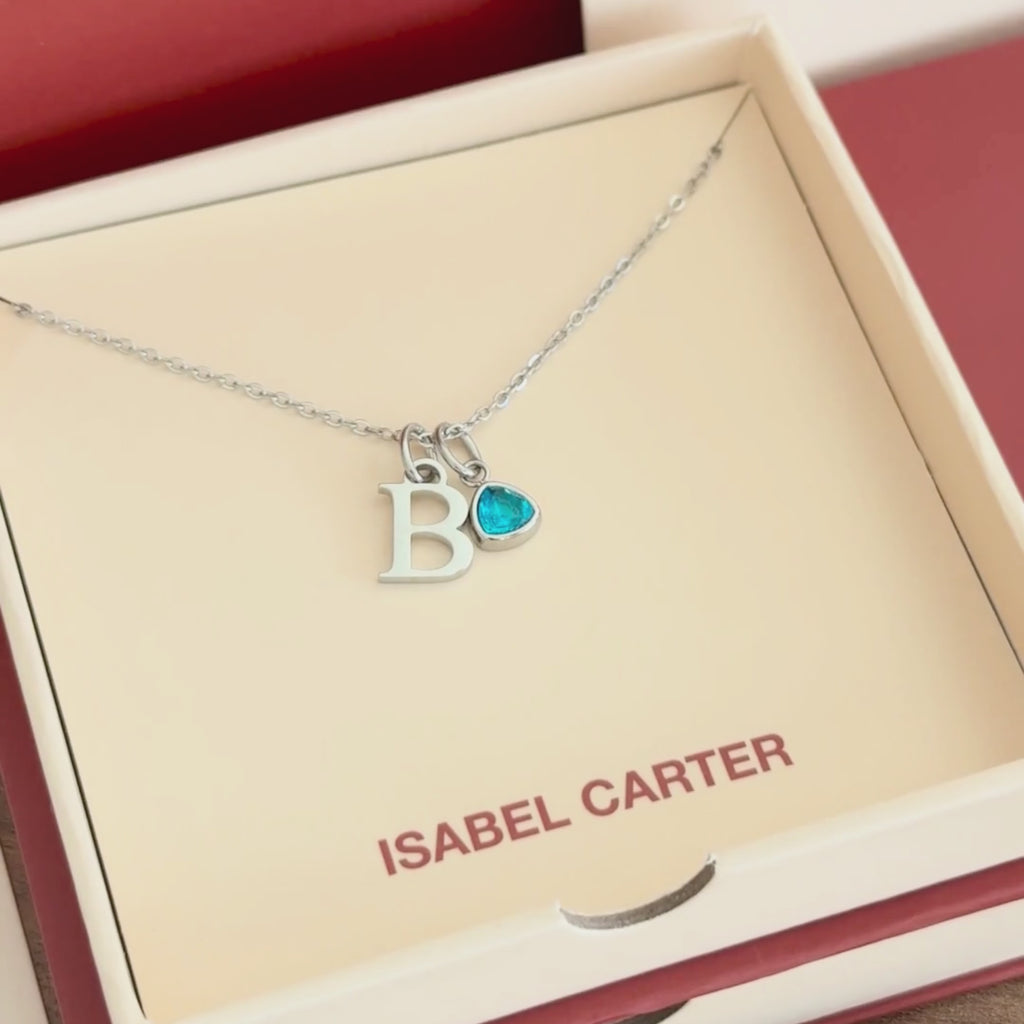 Initial Birthstone Silver Necklace Video
