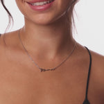 personalised womens jewellery in gold on model 