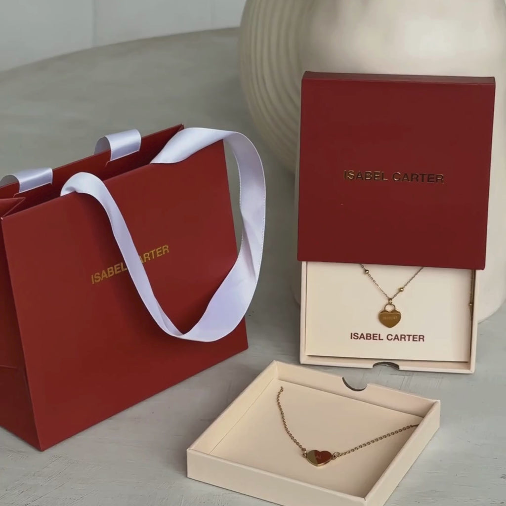 Engravable love heart necklace and bracelet from Isabel Carter