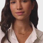 personalised womens jewellery in gold on model 